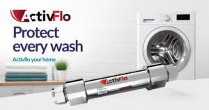 An ActivFlo product in front of a washing Machine